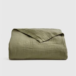 QUINCE Organic Airy Gauze Blanket Full/Queen Olive 6763